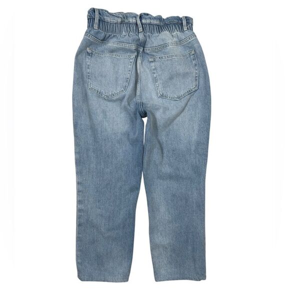 Frame Meridian Paperbag Elastic Waist High Rise Denim Straight Ankle Jeans - Picture 3 of 8